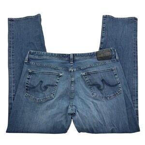 AG Adriano Goldschmied Jeans Mens 38x34 Blue Denim 360 Stretch Straight Leg USA